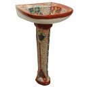 Mexican Talavera Pedestal Sink Tabasco